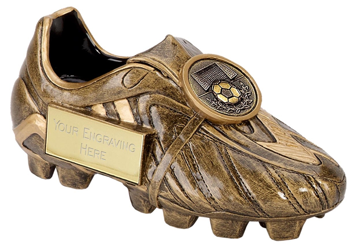 Brz/Gold Resin Raised Football Boot Trophy 2 sizes free engraving & p&p 