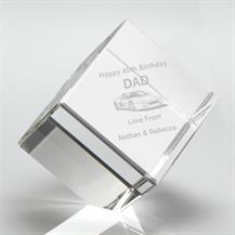 CUBE100 Clear Glass Cube Paperweight in Box 