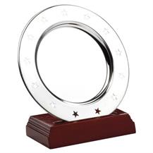 JR41-TY71 Stainless Steel 'Stars' Salver On Wooden Stand 