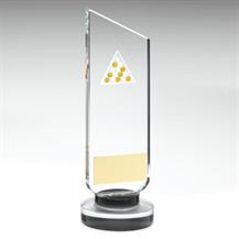 JR5-TD515 Clear/Black Glass Plaque With Gold/White Pool Logo 