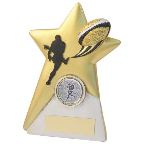 JR4-RF762 Gold/Silver Resin Rugby Star Plaque Trophy 