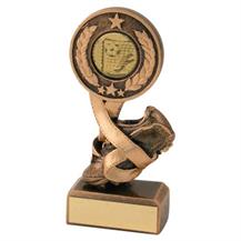 Bronze/Gold Football Boot+Medal Ribbon Trophy JR1-RF249