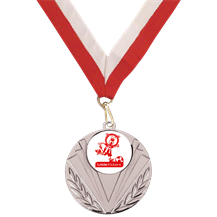 Little Kickers Silver Medal and Red White Ribbon