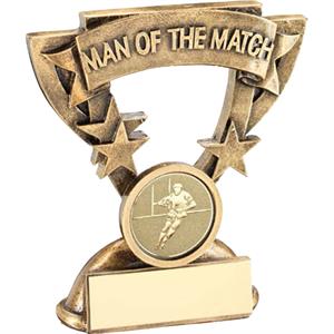 2 SIZES RUGBY MAN OF THE MATCH ACRYLIC TROPHY 100mm FREE ENGRAVING TROPHIES 
