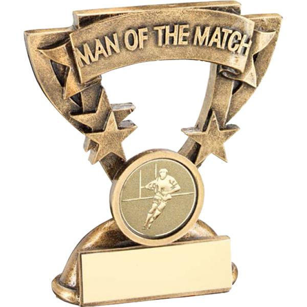 1060C SUPER STAR RUGBY TROPHY CUP AWARD  MAN OF THE MATCH   6" FREE ENGRAVING 
