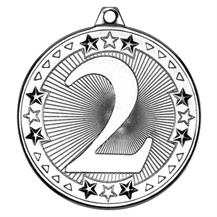 2nd Place Silver Mini Star Medal with Ribbon gw 60mm AM712 