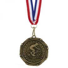CYCLING MEDAL trophy & ribbon award bike race trophies 