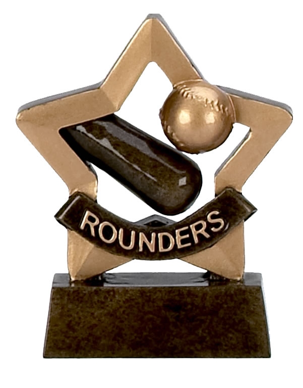 ROUNDERS TROPHY ENGRAVED FREE SPORTS DAY FIELD BASE ROUNDERS MINI STAR TROPHIES 