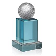 2 inch Golf Ball on Coloured Crystal Stem -  Stands 5.5 inches tall - JOG011