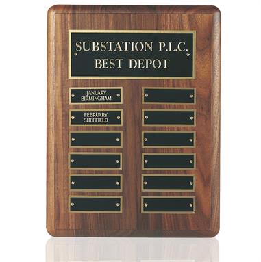 American Walnut Wall Hanging Perpetual Plaque - 12 Entries - WP02