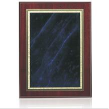 Mahogany Finish Blue Marble Mist Brass Fronted Plaques - 4 sizes - BP01