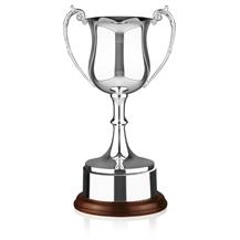 British Made Nickel Plated Georgian Trophy Cup - Wooden Plinth - 4 sizes - SNW8