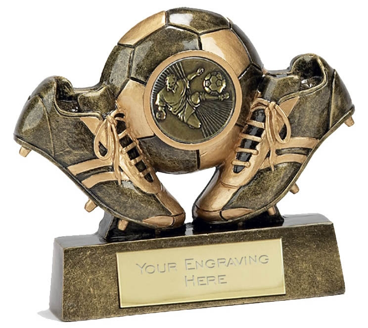 Mini Boot and Ball Resin Trophy - A285B - 3.75 inch