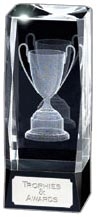 Optical Laser Crystal Award with 3D Trophy Cup